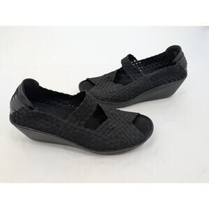 Bare Traps Umma 7M Black Woven Wedge Sandals Open Toe Comfort Career Office